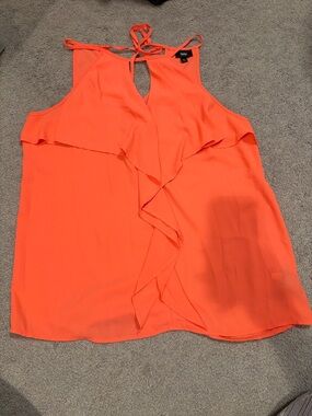 Worthington Neon Coral Ruffle Halter Camisole